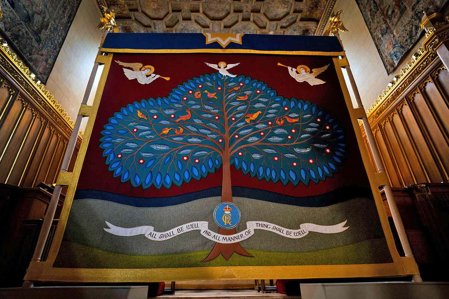 Julian's words feature on the Coronation anointing screen